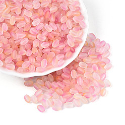 Pink Бусины из матового стекла, два тона, круглое отверстие, овальные, розовые, 6.5x4~4.5 мм, отверстие : 1~1.2 мм, Около 2586 шт / фунт
