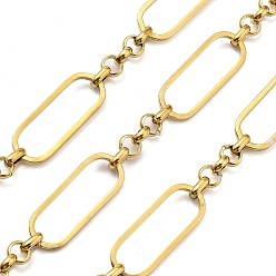 Настоящее золото 18K Ионное покрытие (ip) 304 цепи с овальными звеньями из нержавеющей стали, несварные, с катушкой, полированный, реальный 18 k позолоченный, 30.5x11.5x1.5 мм
