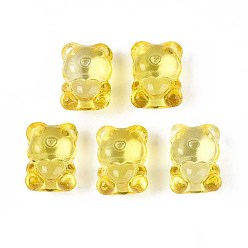 Шампанско-Желтый Прозрачные стеклянные бусины для выпечки, нести с сердцем, шампанское желтый, 20~20.5x14.5~15x13.5~14 мм, отверстие : 1.5~1.6 мм