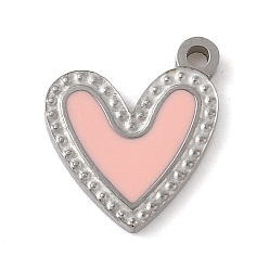 Сердце 304 из нержавеющей стали шармы эмали, цвет нержавеющей стали, сердце, 11x11x1.2 мм, отверстие : 1.3 мм