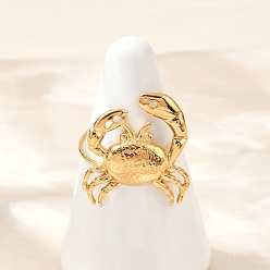 Настоящее золото 18K 304 открытые манжеты из нержавеющей стали для женщин, краб, реальный 18 k позолоченный, 21x20 мм, внутренний диаметр: 18 мм