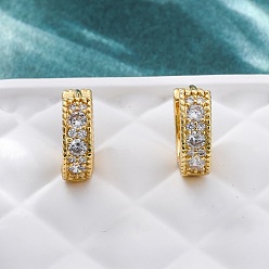 Настоящее золото 18K Серьги из циркония, без свинца и без кадмия, долговечный, стойки покрытие, кольцо, реальный 18 k позолоченный, 11x4x12 мм