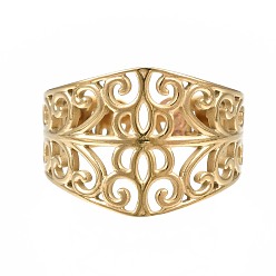 Золотой 304 открытое манжетное кольцо из нержавеющей стали, массивное полое кольцо для женщин, золотые, размер США 7 (17.3 мм)