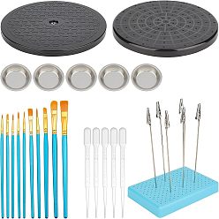 Черный Пластик с железным зажимом, вращающийся поднос для торта, чёрные, 195x15 мм, отверстие : 2.5 мм, 1 набора / мешок