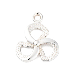 Серебро 925 подвески в виде клевера из стерлингового серебра, серебряные, 11.5x9.5x1.8 мм, отверстие : 1 мм