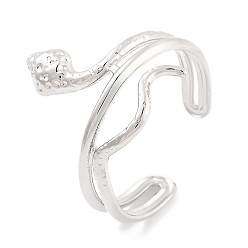 Color de Acero Inoxidable Anillos de acero inoxidable con forma de serpiente abiertos que no se deslustran 304 para mujer, color acero inoxidable, 17 mm, diámetro interior: ajustable