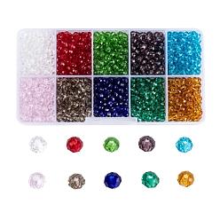 (52) Непрозрачная лаванда Стеклянные бусины, граненые, рондель, разноцветные, 4x3 мм, отверстие : 0.4 мм, 10 цветов, 200 шт / цвет, 2000 шт / коробка