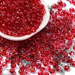 Красный Краска для выпечки прозрачные цвета стеклянные круглые бусины, класс А, круглое отверстие, красные, 5.5x3 мм, отверстие : 1.8 мм, Около 2500 шт / фунт