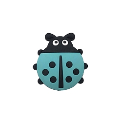 Turquoise Food Grade Silicone Focal Beads, Ladybird, Turquoise, 32x31mm