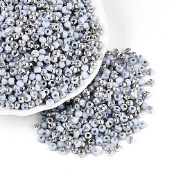 Светло-Голубой 6/0 полупокрытые стеклянные бусины, два тона, круглое отверстие, рондель, Небесно-голубой, 4x3 мм, отверстие : 1.4 мм, Около 7142 шт / фунт