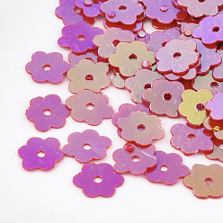 Камелия Аксессуары для орнаментов, пластиковые пайетки / блестки из пвх, цветок, средне фиолетовый красный, 6x7~7.5x0.4 мм, Отверстие : 1 мм , около 35000 шт / 500 г