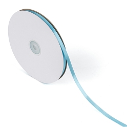 Sky Blue Single Face Solid Color Satin Ribbon, for Wedding, Gift Wrapping, Bow Making, Sky Blue, 2/8 inch(6~7mm), about 100yards/roll(91.44m/roll)
