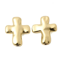 Настоящее золото 18K Крестообразные латунные бусины, стойки покрытие, без свинца и без кадмия, долговечный, реальный 18 k позолоченный, 13.5x11x3 мм, отверстие : 1.4 мм
