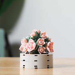 Pink Пластиковые сочные цветы завод строительные блоки diy набор игрушек, суккуленты бонсай модель, для декора дома в подарок, розовые, 80x80x70 мм