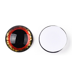 Rot Glas cabochons, halbrund mit Auge, rot, 20x6.5 mm