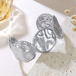 Нержавеющая Сталь Цвет Кованые 304 браслеты-манжеты из нержавеющей стали для женщин, плоско-круглые, цвет нержавеющей стали, внутренний диаметр: 2-5/8 дюйм (6.55 см)