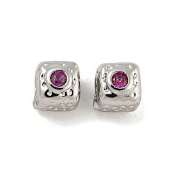 Камелия Латунные микро проложить кубического циркония бусы, без кадмия, без никеля и без свинца, платина, кубические, камелия, 4x4x4.5 мм, отверстие : 1.4 мм