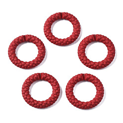 Dark Red Spray Painted CCB Plastic Linking Rings, Quick Link Connectors, for Jewelry Chain Making, Ring, Dark Red, 39x39x7.5mm, Inner Diameter: 24mm