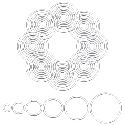 925 Sterling Silver Plated 60Pcs 6 Style Brass Linking Rings, Long-Lasting Plated, Round Ring, 925 Sterling Silver Plated, 6~20.7x1mm, Inner Diameter: 4~18mm, 10pcs/style