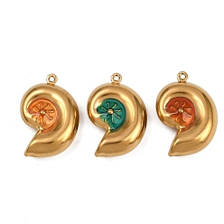 Shell Shape 304 нержавеющей стальной эмали подвески, золотые, разноцветные, формы раковины, 23x15x6.5 мм, отверстие : 1 мм