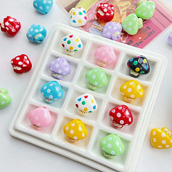 (52) Непрозрачная лаванда Непрозрачные акриловые бусины, гриб в горошек, разноцветные, 17x18x12 мм, отверстие : 2.6 мм