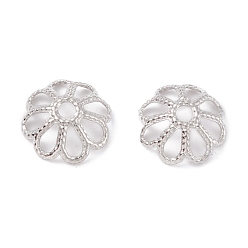 Платина Латунные многолепестковые колпачки для бусинок, долговечный, цветок, Реальная платина, 8x3 мм, отверстие : 1.5 мм