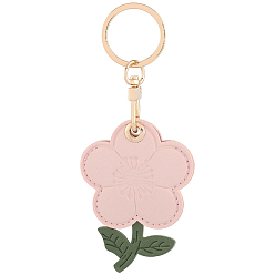 Pink 1брелок из искусственной кожи с подвесками, со сплавочной фурнитурой, цветок, золотой свет, розовые, 128 мм