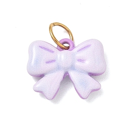 Doré  304 acier inoxydable émail pendentifs, charmes bowknot, or, 12.5x15x4mm, Trou: 4.5mm