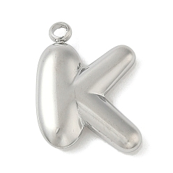 Letter K 304 начальные подвески из нержавеющей стали, цвет нержавеющей стали, Письмо K, 16~18x6~18x3 мм, отверстие : 1.8 мм