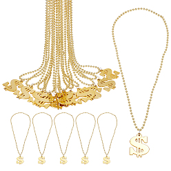 Золотистый 32шт. пластиковые подвески в виде знака доллара на цепочке с шариками, золотые, 32.28 дюйм (82 см)