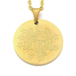 Virgo Constellation Pendant Necklaces, 201 Stainless Steel Cable Chain Necklaces, Virgo, 19.96 inch(50.7cm)