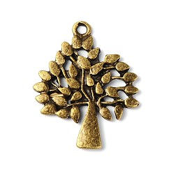 Античная Бронза Подвески в тибетском стиле , без свинца и без никеля , дерево, античная бронза, 28x24x1.8 мм, отверстие : 2 мм