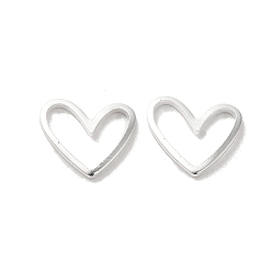 Посеребрённый Латунные соединительные колечки, разъем сердца, 925 серебро покрытием, 11x13x1.5 мм, внутренний диаметр: 5x11 мм