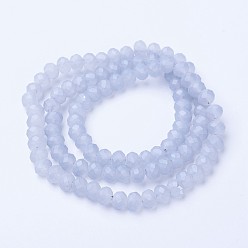 Light Steel Blue Electroplate Transparent Glass Beads Strands, Pearl Luster Plated, Faceted, Matte, Rondelle, Light Steel Blue, 2.5x2mm, Hole: 0.4mm, about 199pcs/strand, 13.4 inch(34cm)