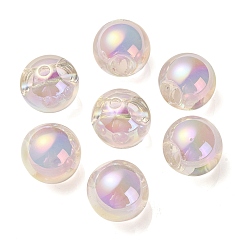 Лавандовый румянец Прозрачное УФ-покрытие радужные переливающиеся акриловые бусины, бусина в бусине, круглые бусины судзумару, лавандовый румянец, 15.5~16 мм, отверстия : 3 mm и 4.5 мм