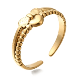 Золотой 304 из нержавеющей стали манжеты кольца, бантом и сердца, золотые, регулируемый, 7 мм