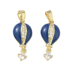 Золотой Латунные микропроволочные кубические циркониевые подвески из эмали, подвески на воздушном шаре, без свинца и без кадмия, долговечный, стойки покрытие, золотые, 21x9.5x3.5 мм, отверстие : 3.5x2.5 мм