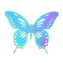 Rainbow Color 201 подвески из нержавеющей стали, ссылки бабочки, Радуга цветов, 49x60.5x0.3 мм, отверстие : 1 мм
