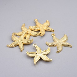 Золотой Подвески из цинкового сплава, без кадмия и без свинца, морская звезда / морские звезды, золотые, 26x23.5x3 мм, отверстие : 2 мм