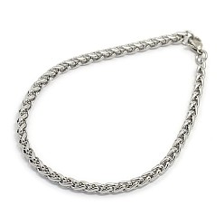 Stainless Steel Color Tarnish Resistant 304 Stainless Steel Wheat Chain Bracelet Making, Stainless Steel Color, 8-1/4 inch(210mm), 4mm