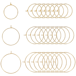 Настоящее золото 18K Латунные кольца для винных бокалов, обручание серьги, DIY материал для баскетбола обруча серьги жены, без никеля , реальный 18 k позолоченный, 21 датчик, 37x35x0.7 мм, 30 шт / коробка