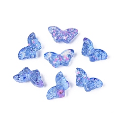 Cornflower Blue Picasso Transparent Glass Beads, Butterfly, Cornflower Blue, 8x14.5~15x4.5~5.5mm, Hole: 1mm, About 690pcs/pound