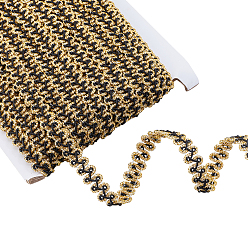Gold Polyester Braided Lace Trim, Sewing Centipede Lace Ribbon, for Clothes Accessories and Curtains Accessories, Gold, 3/8 inch(10mm), about 27.34 Yards(25m)/Roll