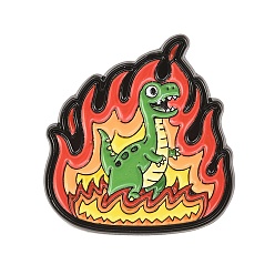 Dinosaur Эмалевые значки из сплава с изображением пылающих животных, черные застежки для значков на лацканах для рюкзаков и одежды, красочный, динозавр, 30x29 мм