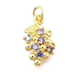 Винограды Латунные микро проложить кубического циркония подвески, без кадмия и без свинца, фрукты, с целью перехода в кольце, реальный 18 k позолоченный, винограды, 17.5x10x3.5 мм, отверстие : 3.5 мм