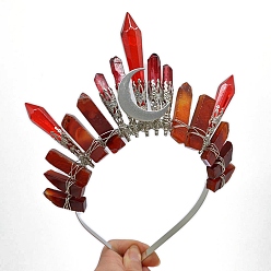 Красный Агат Натуральные ободки для волос из сердолика, корона для волос, для женщин девушек, 350x150 мм