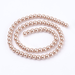 Dark Salmon Eco-Friendly Dyed Glass Pearl Round Beads Strands, Grade A, Cotton Cord Threaded, Dark Salmon, 6mm, Hole: 0.7~1.1mm, about 72pcs/strand, 15 inch