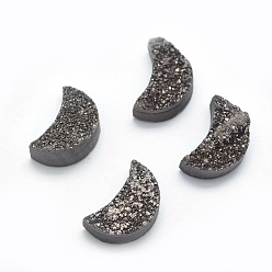 с Платиновым Покрытием Природные друзы кварцевые прелести, луна, с покрытием платиным, 13~13.5x8~9x4~7 мм, отверстие : 0.8 мм