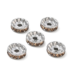 Jonquille 304 Edelstahl Rhinestone-Spacer Perlen, flache Runde/Scheiben, Edelstahl Farbe, Jonquille, 10x3 mm, Bohrung: 2 mm