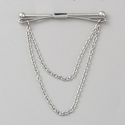 Platinum Brass Hanging Chains Collar Pins Tie Clips, Cardigan Clips for Men Women, Platinum, 70x59.5mm